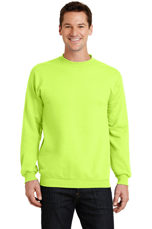 Port & Company Core Fleece Crewneck Sweatshirt. PC78 Neon Yellow