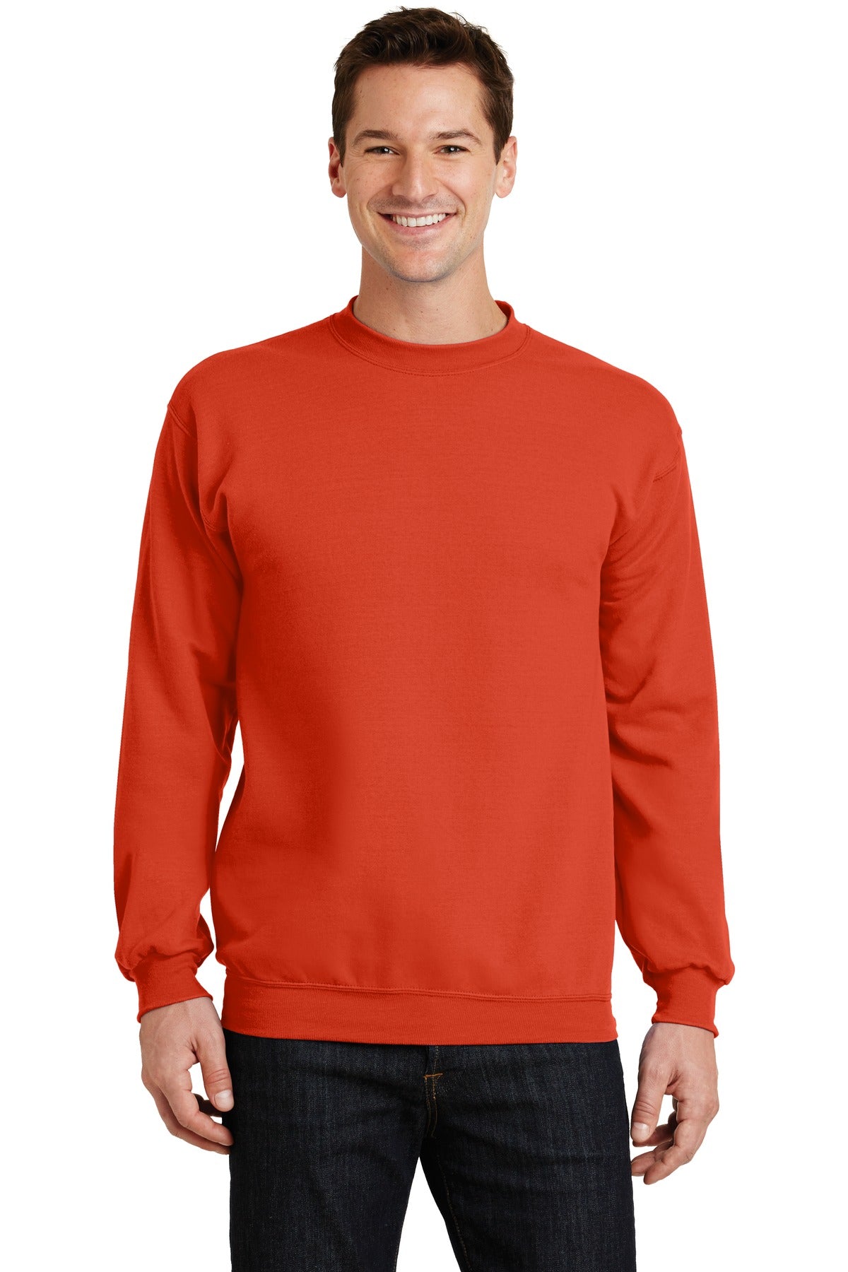 Port & Company Core Fleece Crewneck Sweatshirt. PC78 Orange