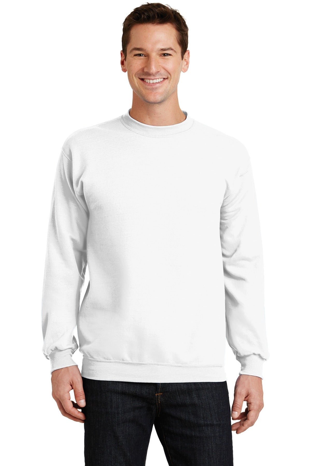 Port & Company Core Fleece Crewneck Sweatshirt. PC78 White