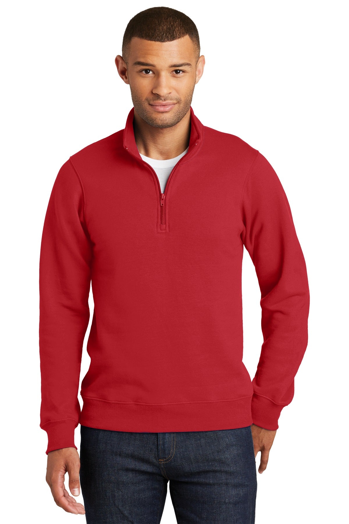 Port & Company Fan Favorite Fleece 1/4-Zip Pullover Sweatshirt. PC850Q Bright Red