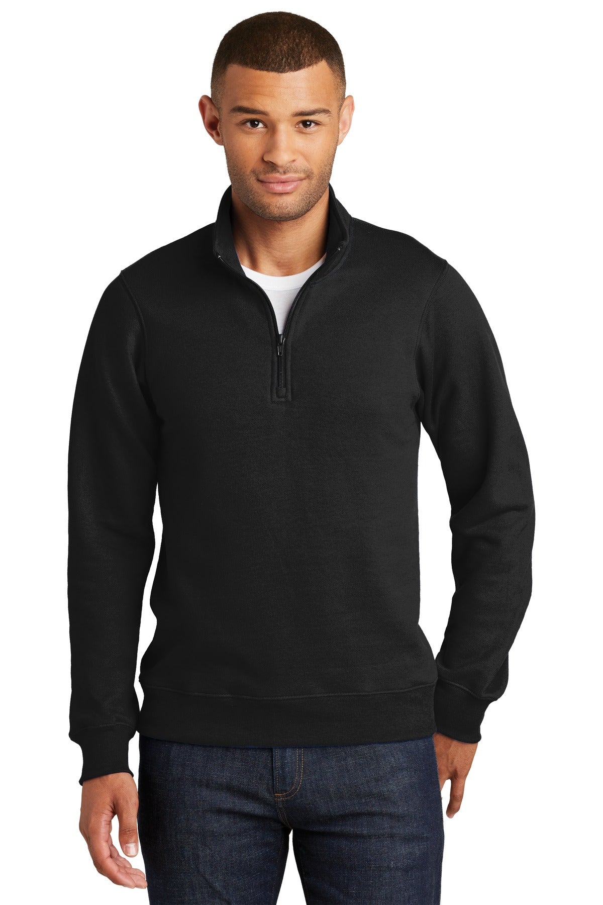 Port & Company Fan Favorite Fleece 1/4-Zip Pullover Sweatshirt. PC850Q Jet Black