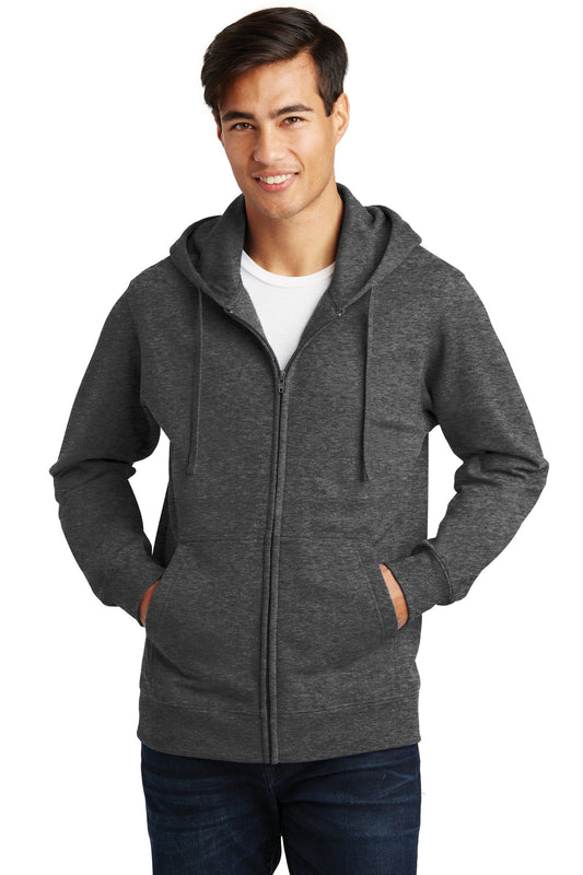 Port & Company Fan Favorite Fleece Full-Zip Hooded Sweatshirt. PC850ZH Dark Heather Grey