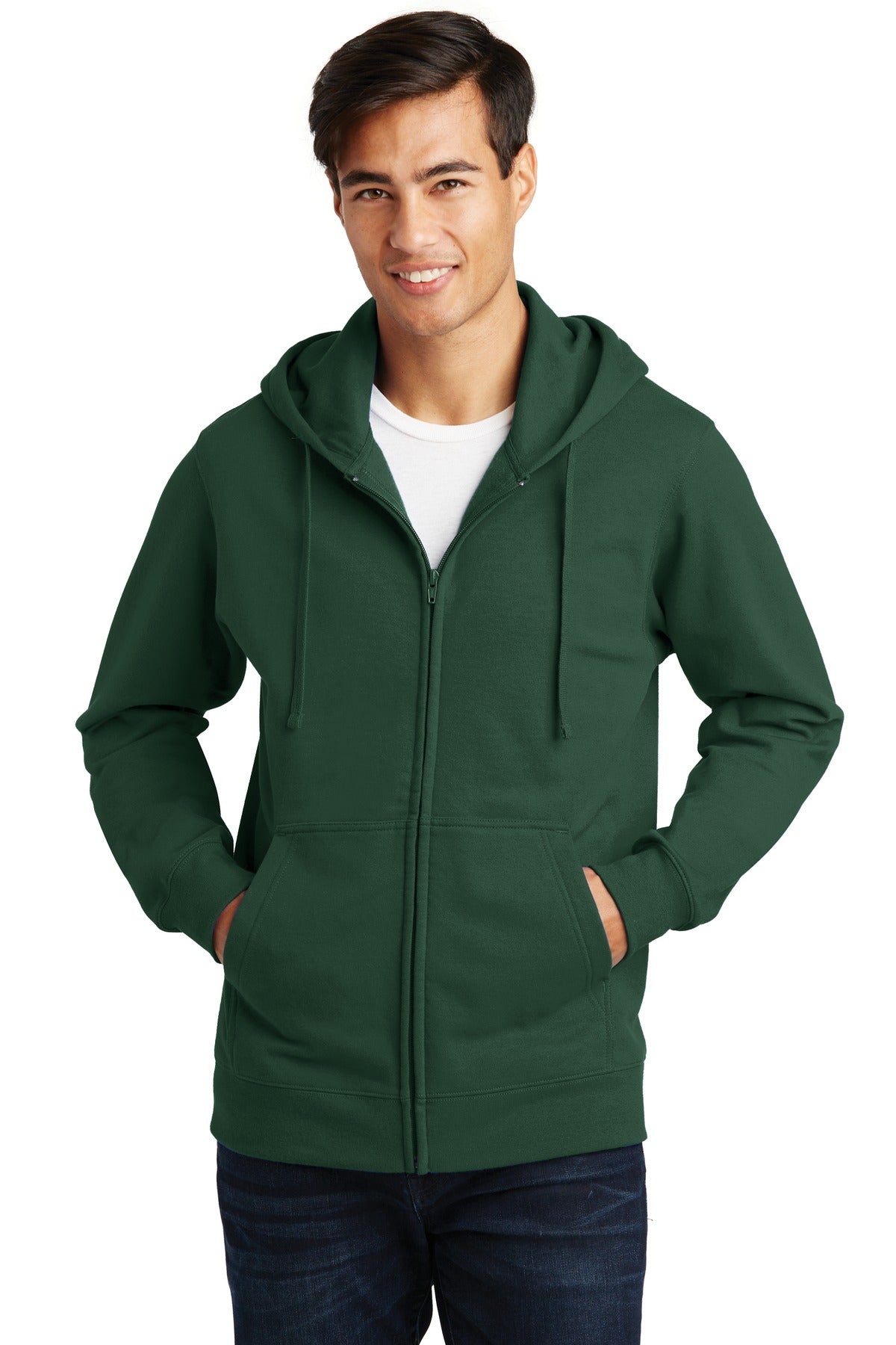 Port & Company Fan Favorite Fleece Full-Zip Hooded Sweatshirt. PC850ZH Forest Green