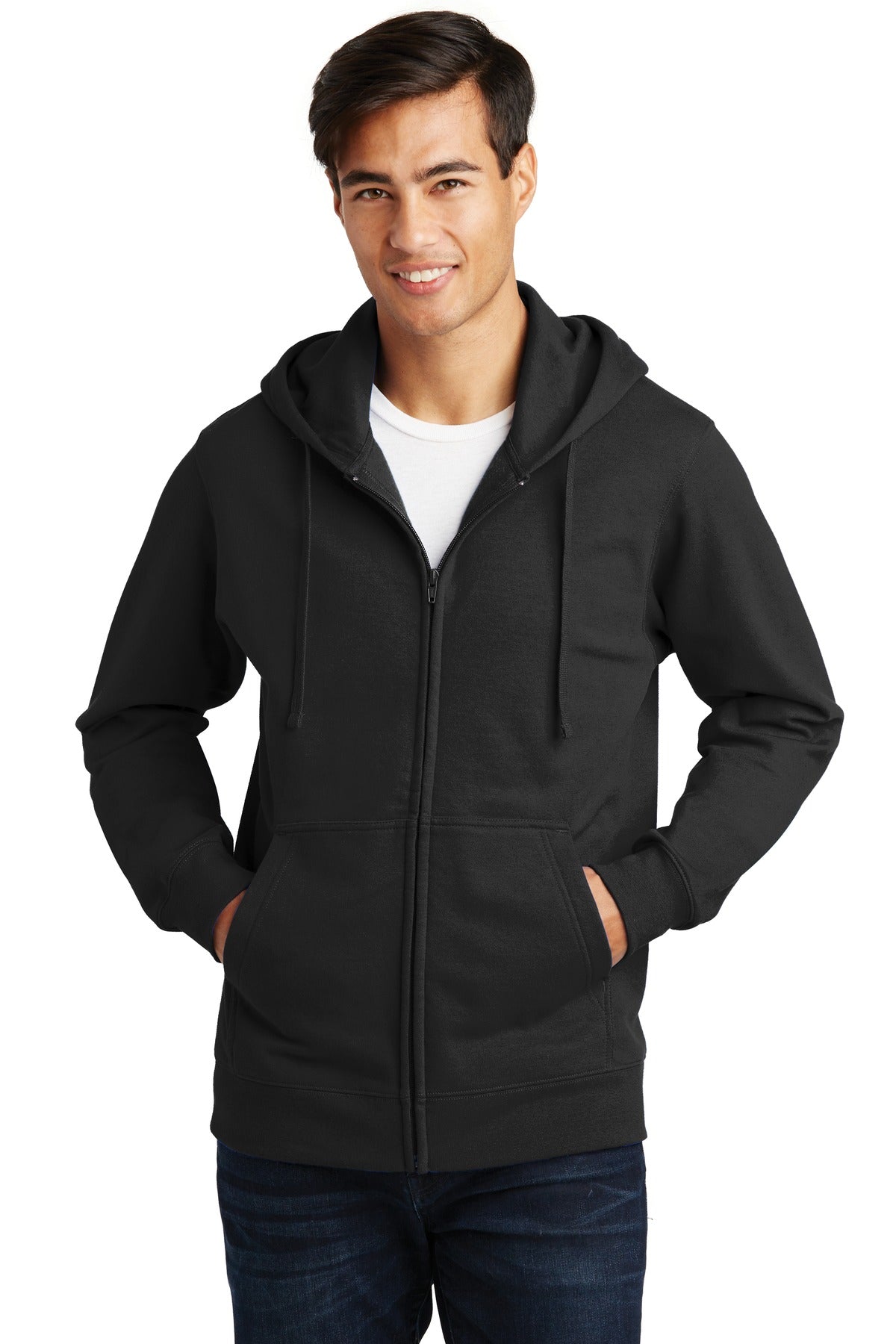 Port & Company Fan Favorite Fleece Full-Zip Hooded Sweatshirt. PC850ZH Jet Black