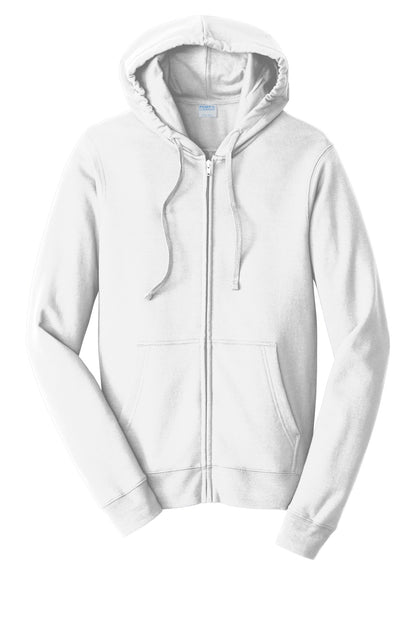 Port & Company Fan Favorite Fleece Full-Zip Hooded Sweatshirt. PC850ZH White