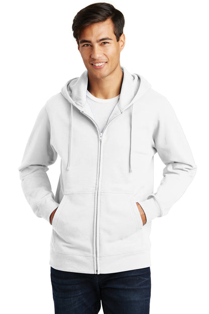 Port & Company Fan Favorite Fleece Full-Zip Hooded Sweatshirt. PC850ZH White