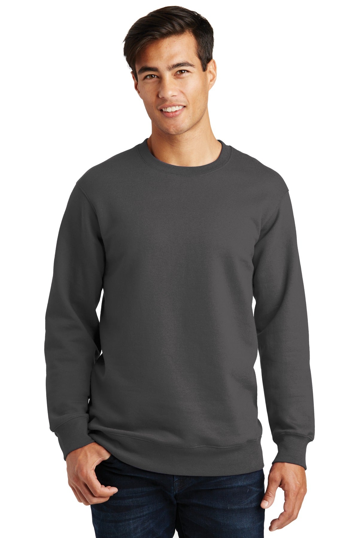 Port & Company Fan Favorite Fleece Crewneck Sweatshirt. PC850 Charcoal
