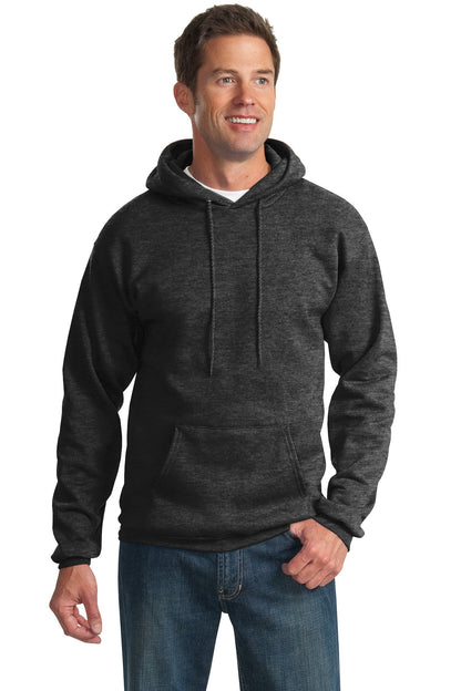 Port & Company Essential Fleece Pullover Hooded Sweatshirt.  PC90H Dark Heather Grey