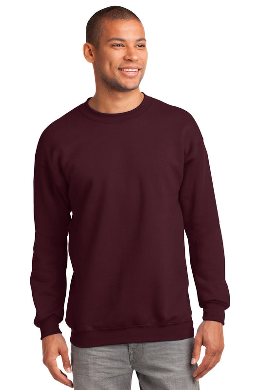 Port & Company Tall Essential Fleece Crewneck Sweatshirt. PC90T Maroon Tall