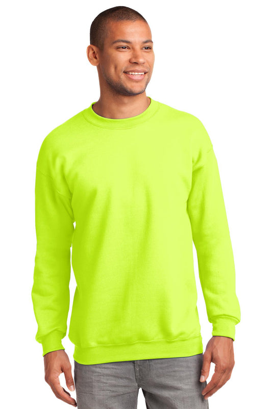 Port & Company Tall Essential Fleece Crewneck Sweatshirt. PC90T Safety Green Tall