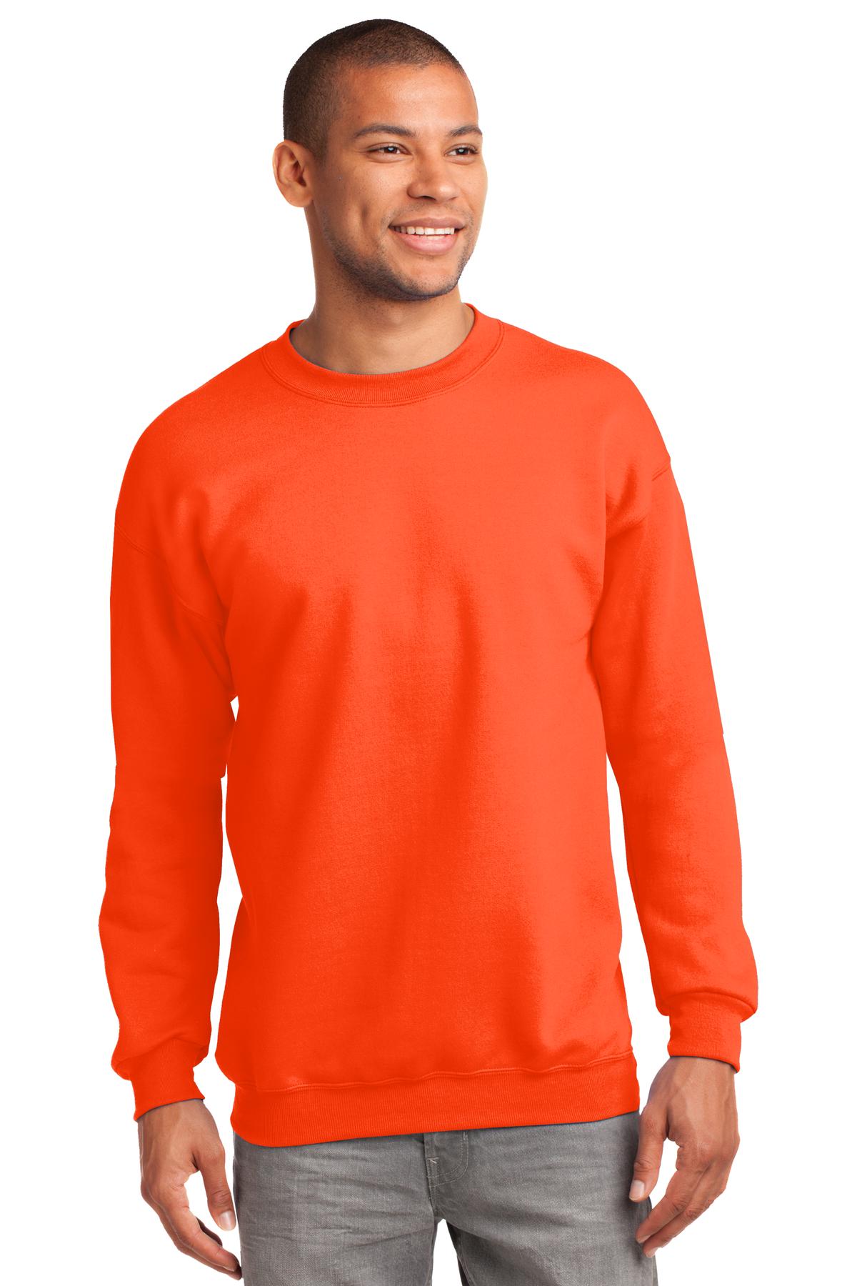 Port & Company Tall Essential Fleece Crewneck Sweatshirt. PC90T Safety Orange Tall