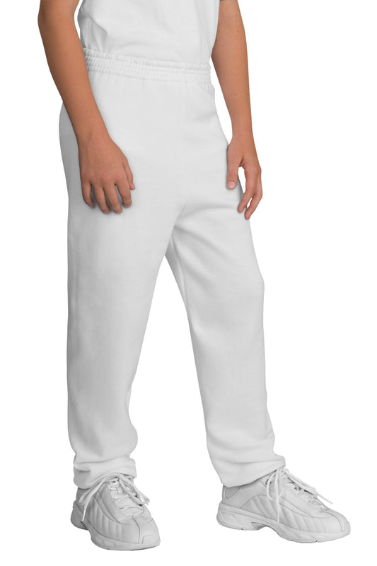 Port & Company Youth Core Fleece Sweatpant.  PC90YP White