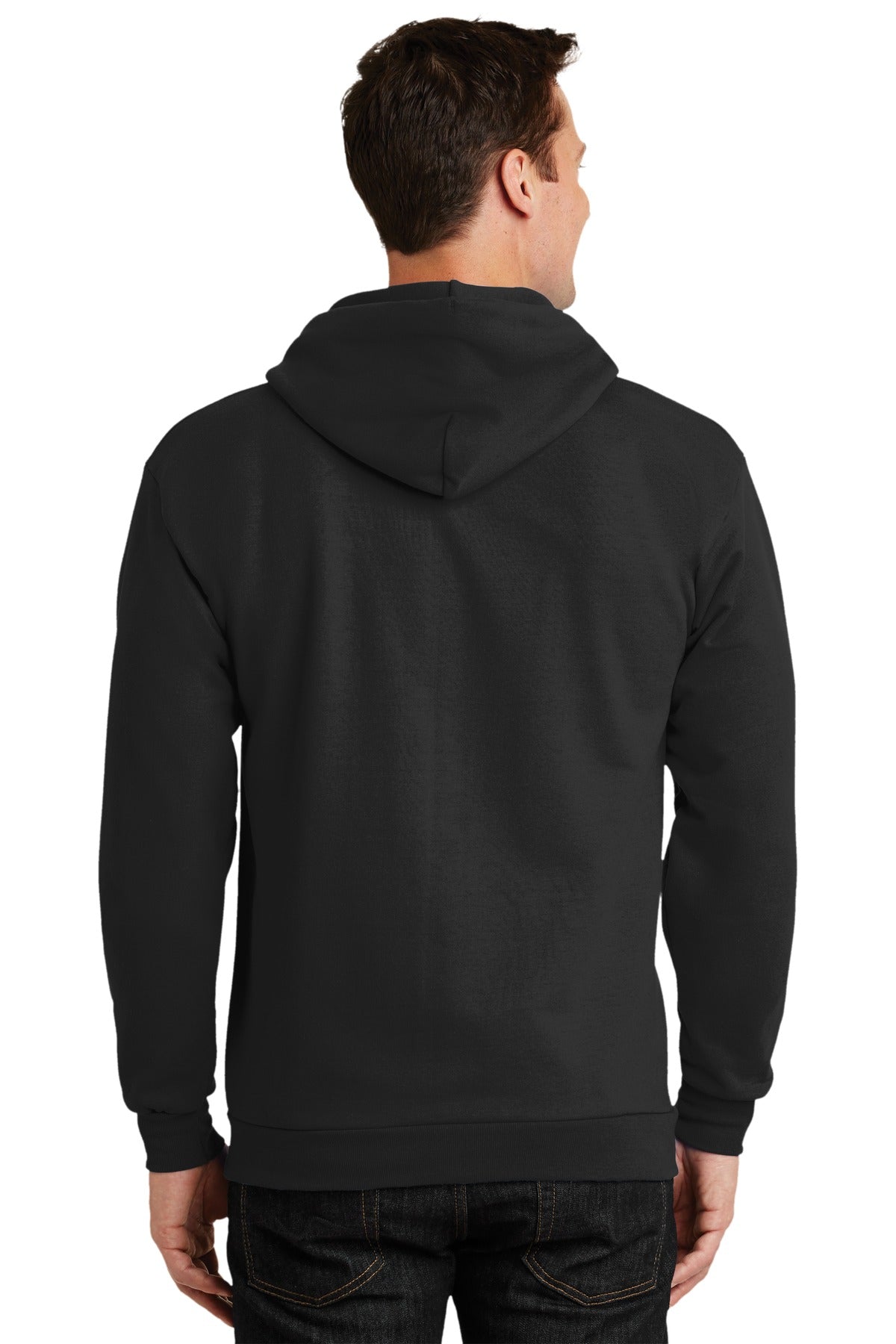 Port & Company Tall Essential Fleece Full-Zip Hooded Sweatshirt. PC90ZHT Jet Black Tall