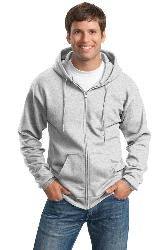 Port & Company Tall Essential Fleece Full-Zip Hooded Sweatshirt. PC90ZHT Ash Tall