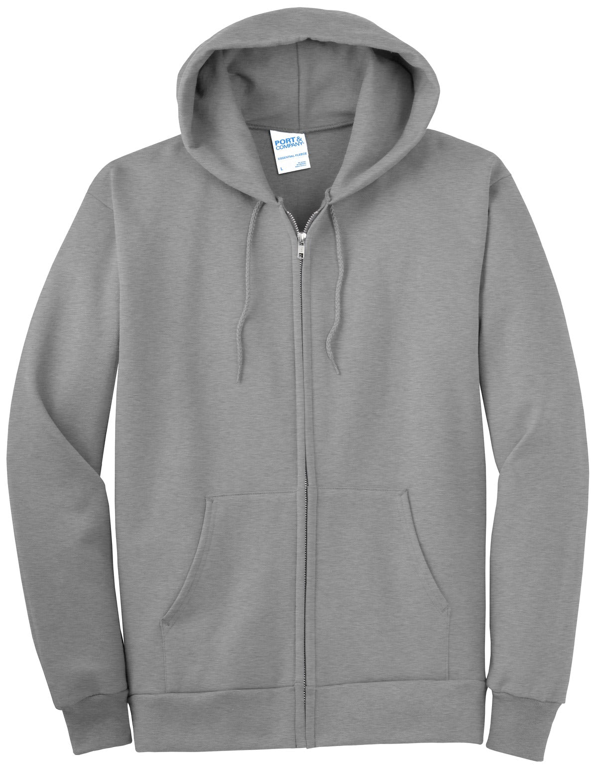 Port & Company Tall Essential Fleece Full-Zip Hooded Sweatshirt. PC90ZHT Athletic Heather Tall