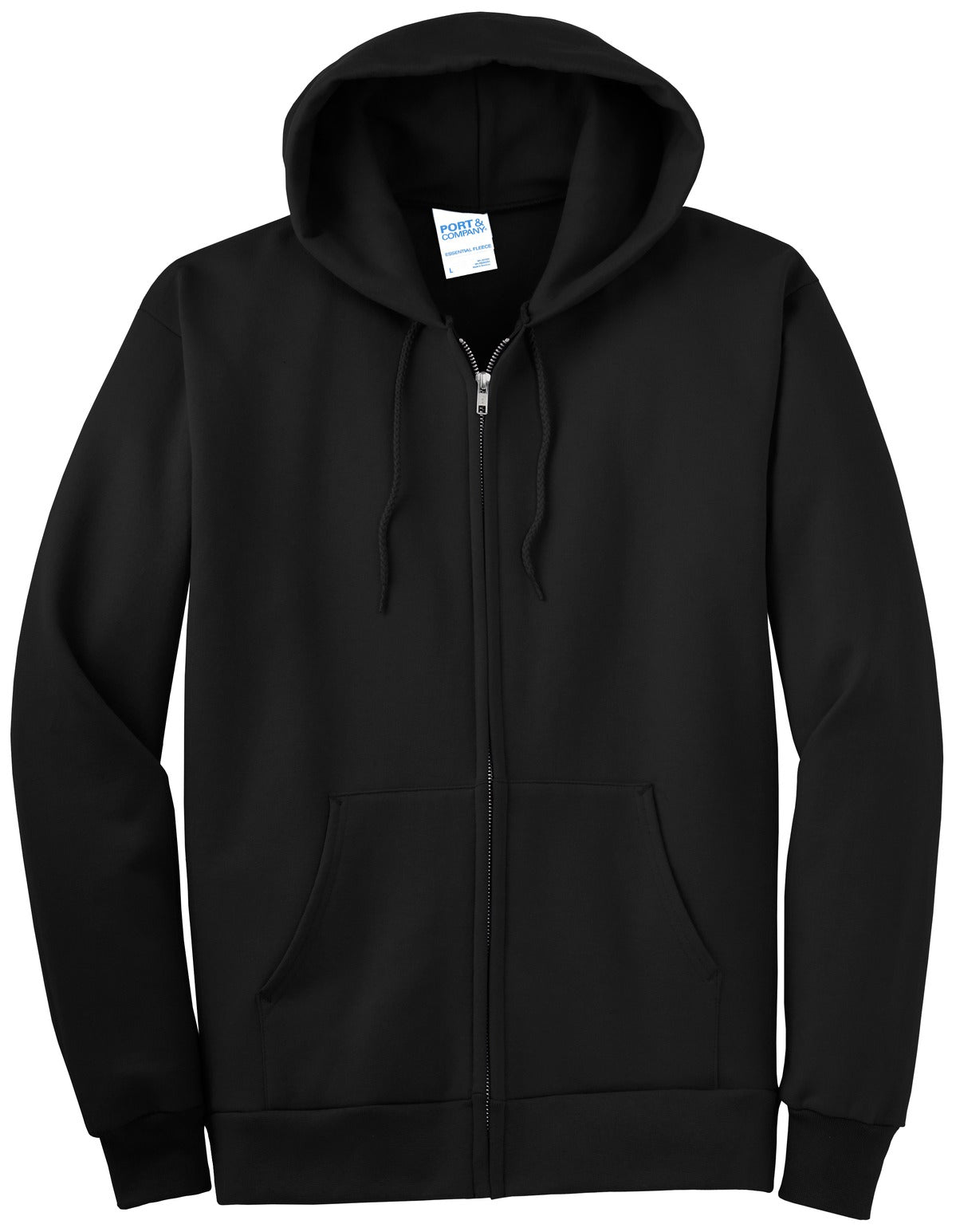 Port & Company Tall Essential Fleece Full-Zip Hooded Sweatshirt. PC90ZHT Jet Black Tall