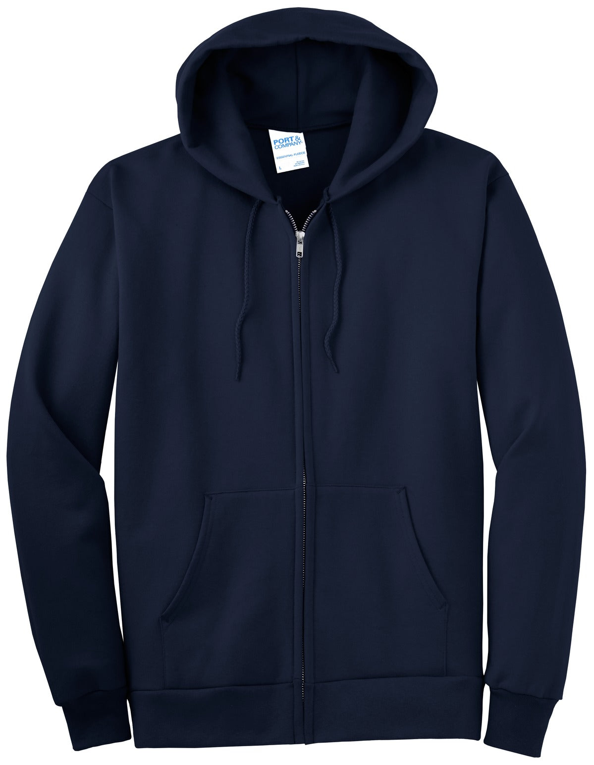 Port & Company Essential Fleece Full-Zip Hooded Sweatshirt.  PC90ZH Navy