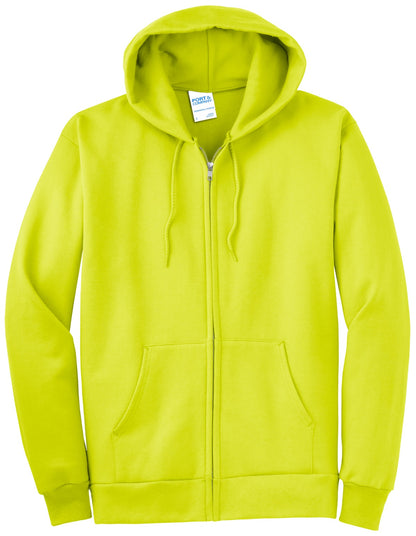 Port & Company Tall Essential Fleece Full-Zip Hooded Sweatshirt. PC90ZHT Safety Green Tall