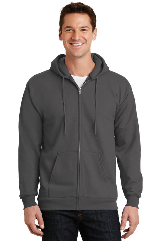 Port & Company Essential Fleece Full-Zip Hooded Sweatshirt.  PC90ZH Charcoal
