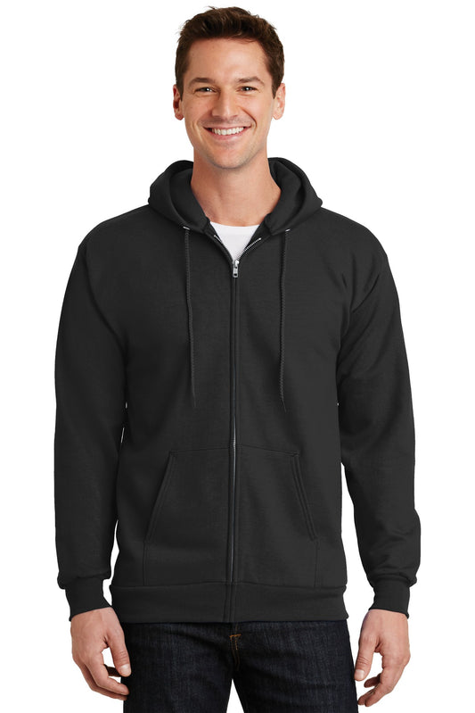 Port & Company Essential Fleece Full-Zip Hooded Sweatshirt.  PC90ZH Jet Black