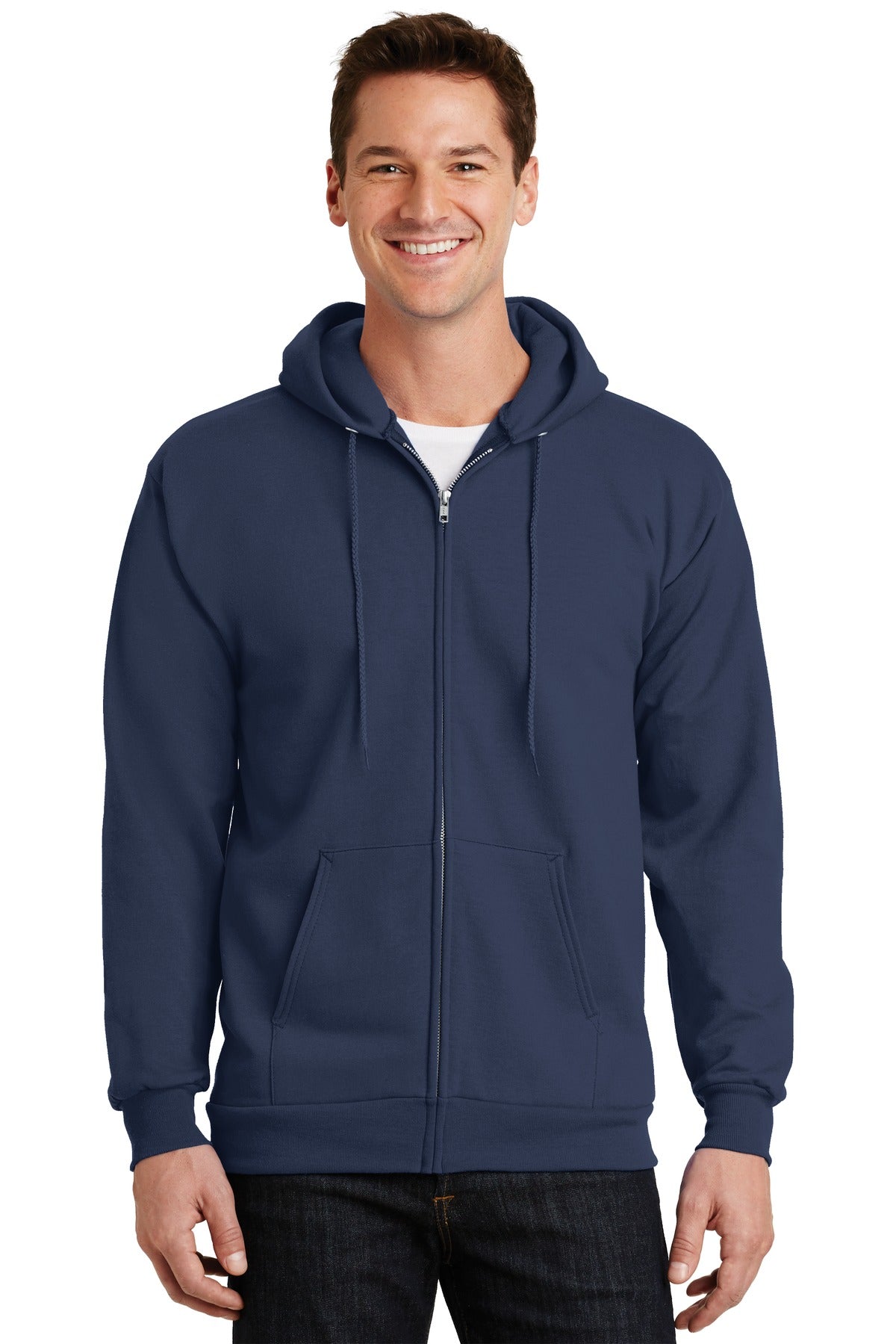 Port & Company Essential Fleece Full-Zip Hooded Sweatshirt.  PC90ZH Navy