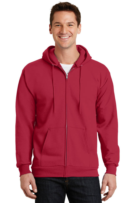 Port & Company Essential Fleece Full-Zip Hooded Sweatshirt.  PC90ZH Red