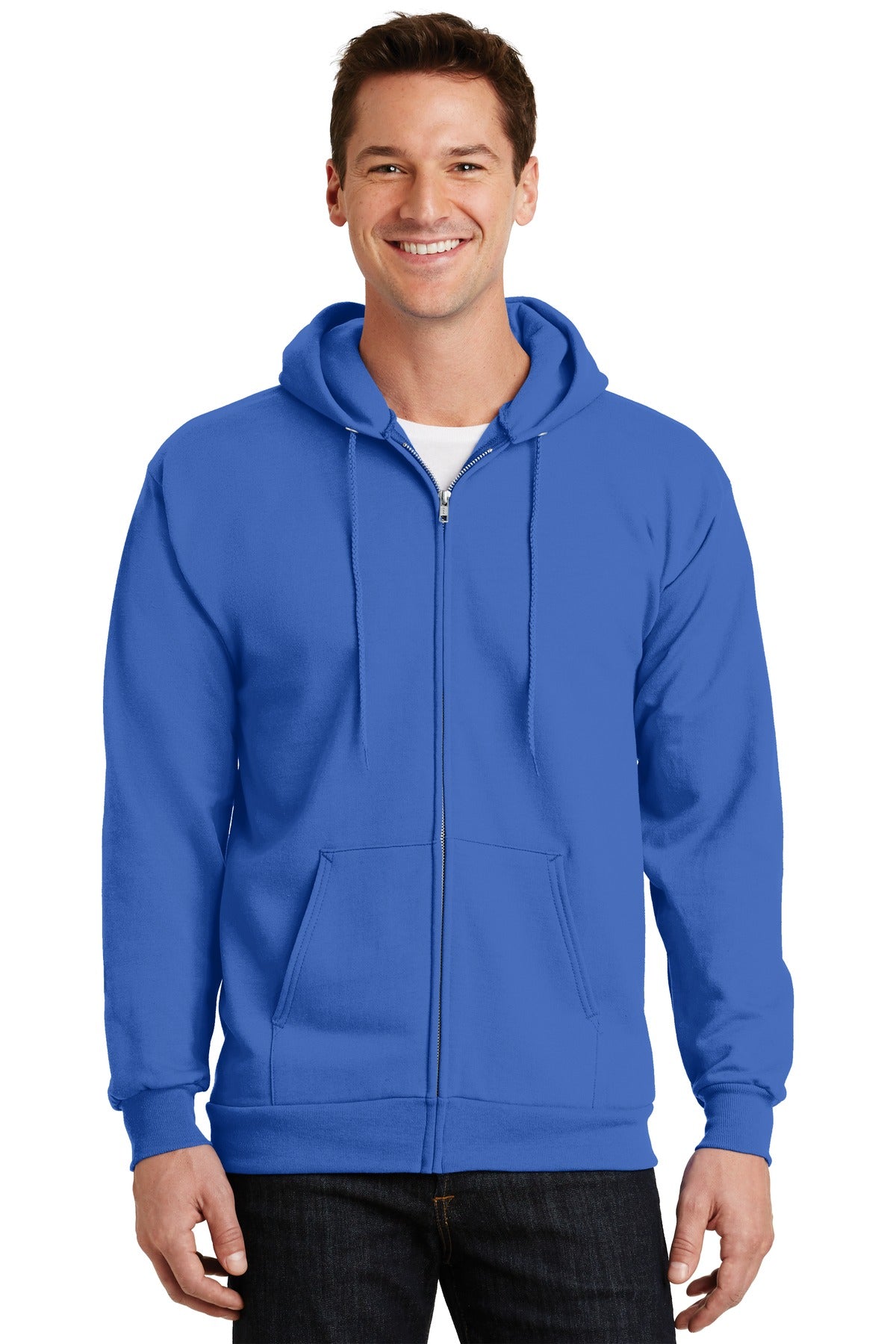 Port & Company Essential Fleece Full-Zip Hooded Sweatshirt.  PC90ZH Royal
