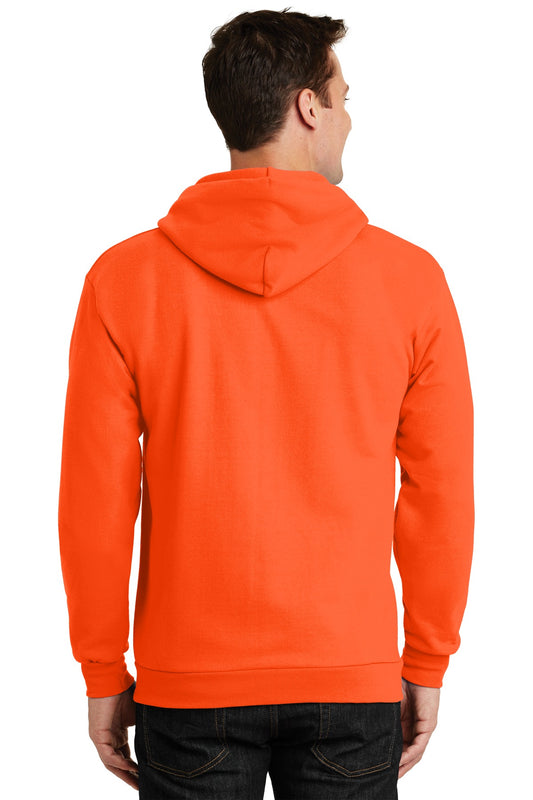 Port & Company Essential Fleece Full-Zip Hooded Sweatshirt.  PC90ZH Safety Orange