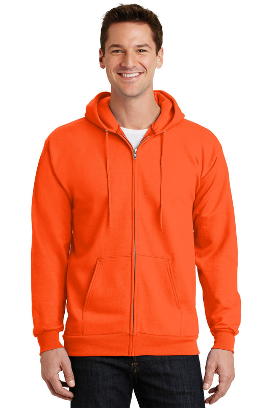 Port & Company Essential Fleece Full-Zip Hooded Sweatshirt.  PC90ZH Safety Orange