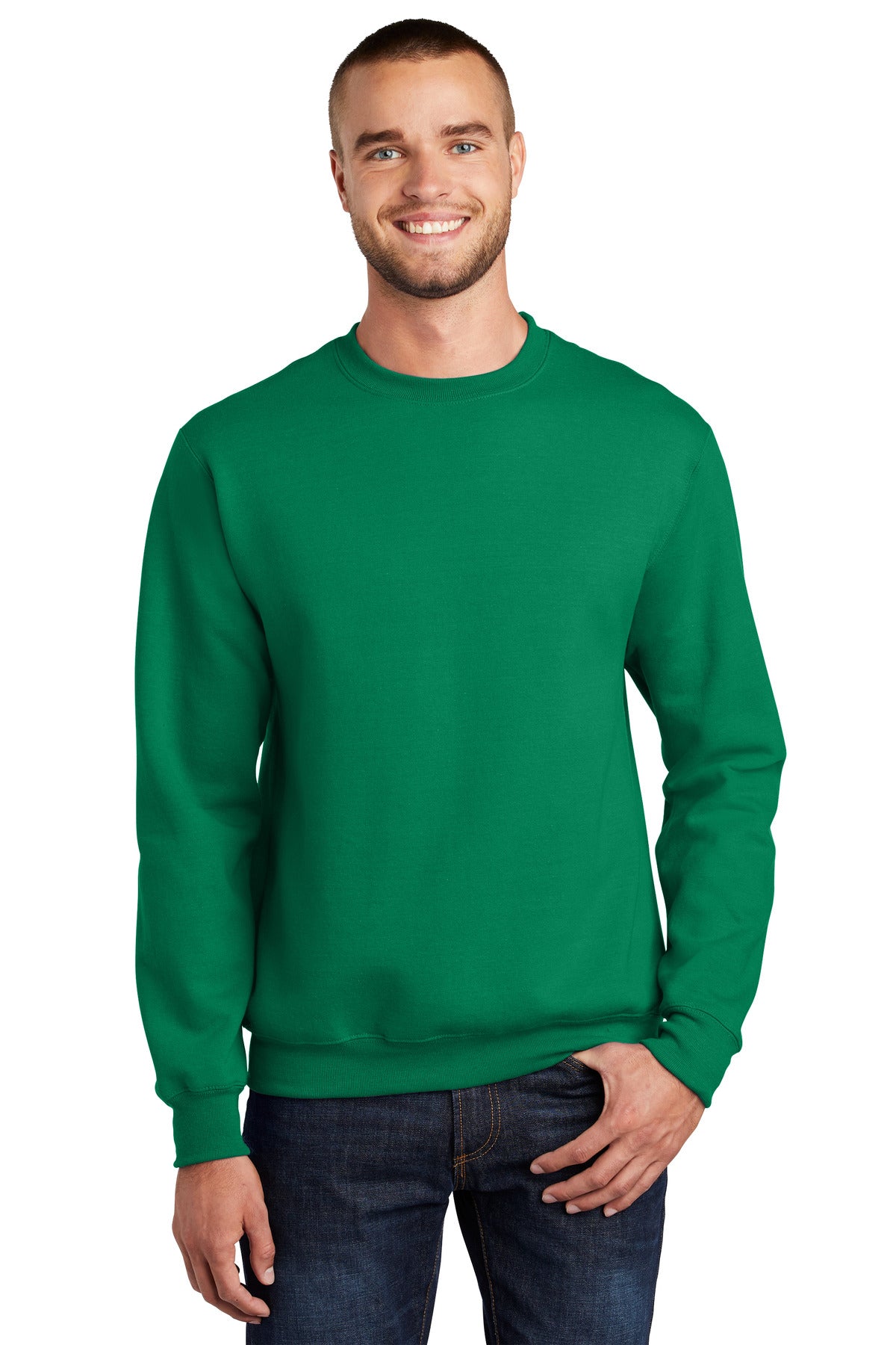 Port & Company Essential Fleece Crewneck Sweatshirt.  PC90 Kelly