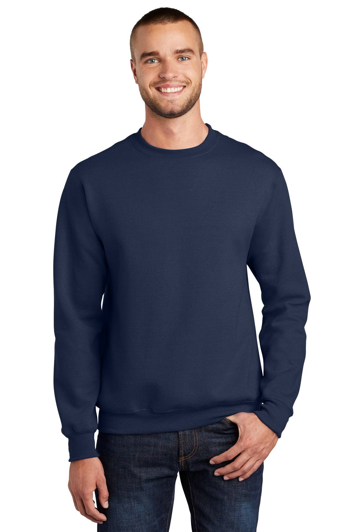 Port & Company Essential Fleece Crewneck Sweatshirt.  PC90 Navy