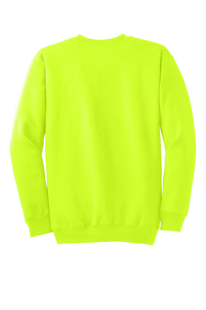Port & Company Essential Fleece Crewneck Sweatshirt.  PC90 Safety Green