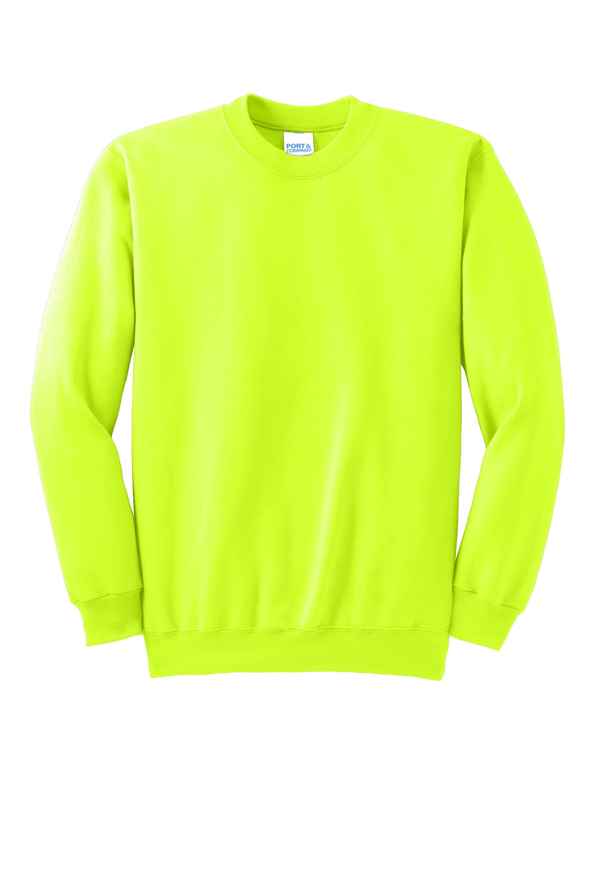 Port & Company Essential Fleece Crewneck Sweatshirt.  PC90 Safety Green