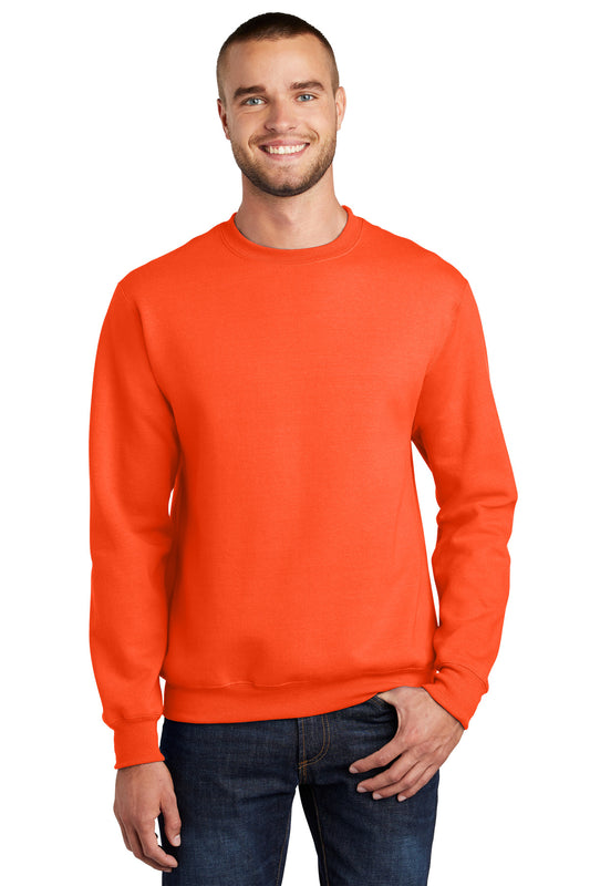 Port & Company Essential Fleece Crewneck Sweatshirt.  PC90 Safety Orange