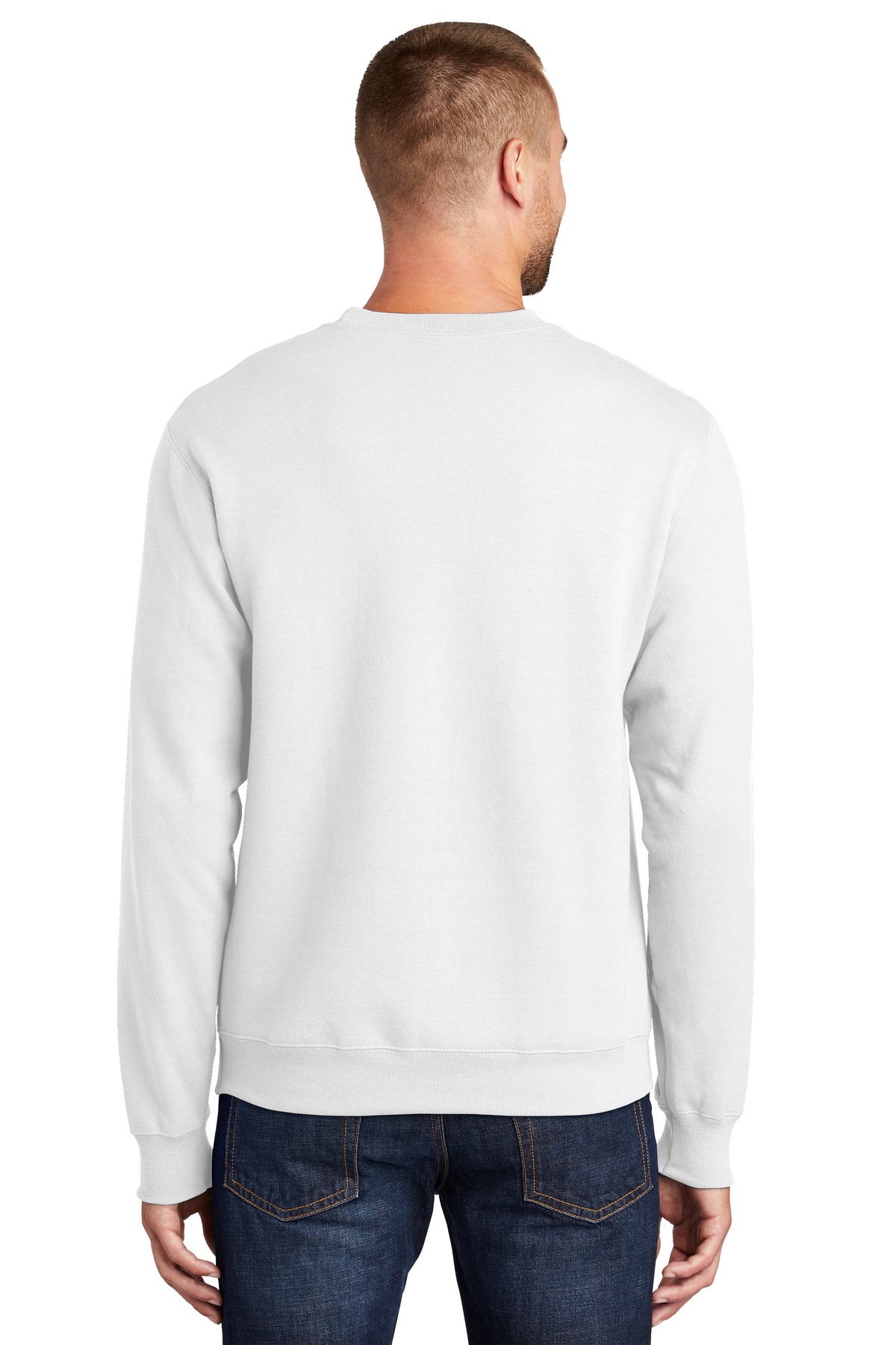 Port & Company Essential Fleece Crewneck Sweatshirt.  PC90 White