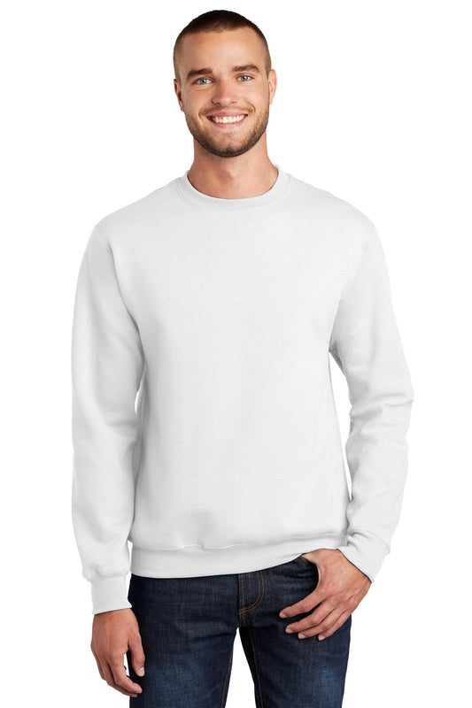 Port & Company Essential Fleece Crewneck Sweatshirt.  PC90 White