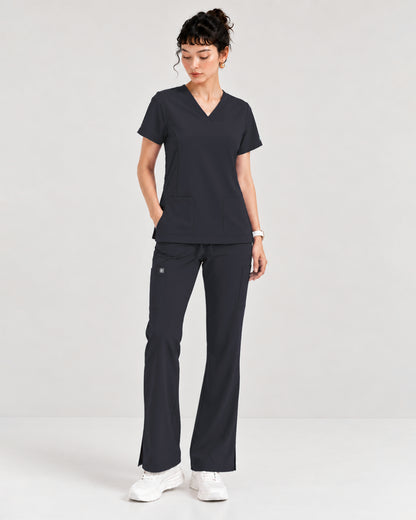 Foundry Women's 1005 Quinn 2 Pocket V-Neck Top Pewter