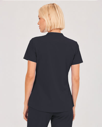Foundry Women's 1055 Arden 2 Pocket Mandarin Top Pewter