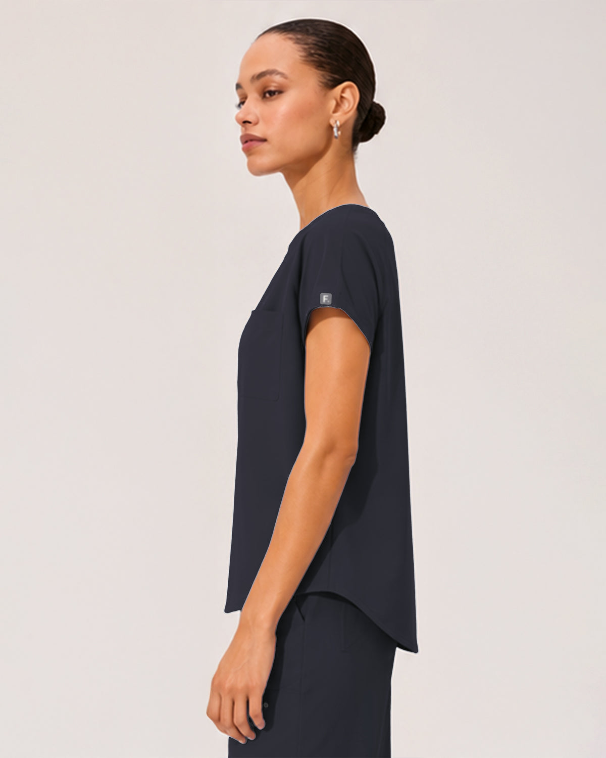Foundry Women's 1215 Rowan 1 Pocket Boat Neck Dolman Top Pewter
