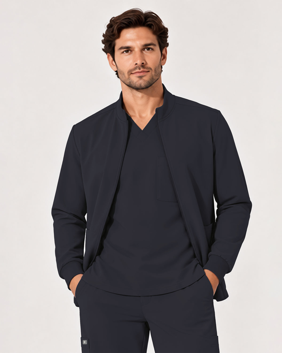 Foundry Men's 6505 Slate Men'S 2 Pocket Scrub Jacket Pewter