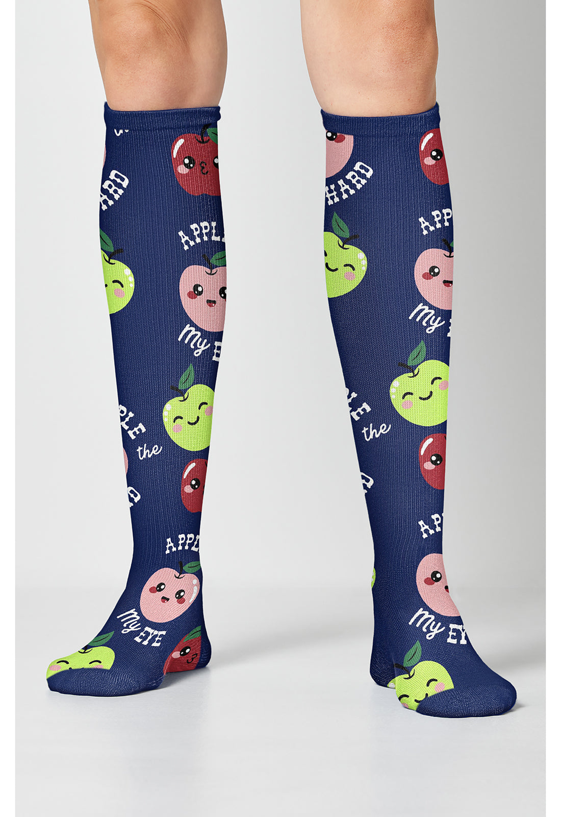 Legwear PRINTSUPPOR Women's 10-15mmHg Compression Socks Apple Of My Eye