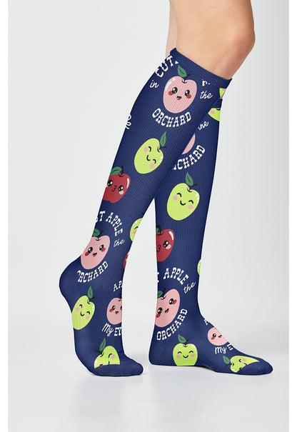 Legwear PRINTSUPPOR Women's 10-15mmHg Compression Socks Apple Of My Eye