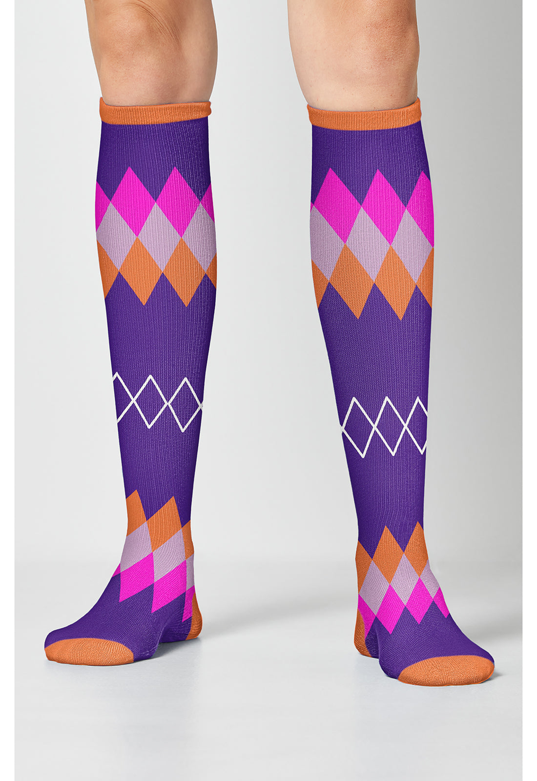 Legwear PRINTSUPPOR Women's 10-15mmHg Compression Socks Argyle Brights