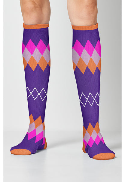 Legwear PRINTSUPPOR Women's 10-15mmHg Compression Socks Argyle Brights