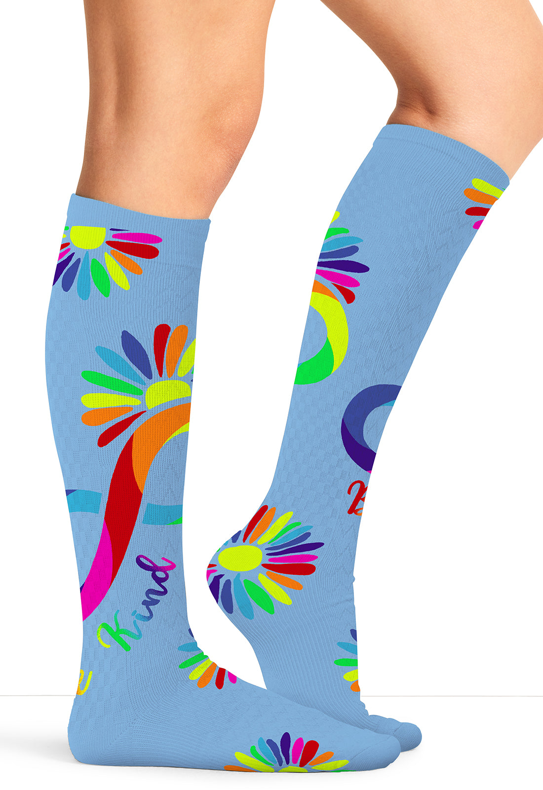 Legwear PRINTSUPPORT Women's 10-15mmHg Compression Socks Autism Love Model Image Front | Cherokee