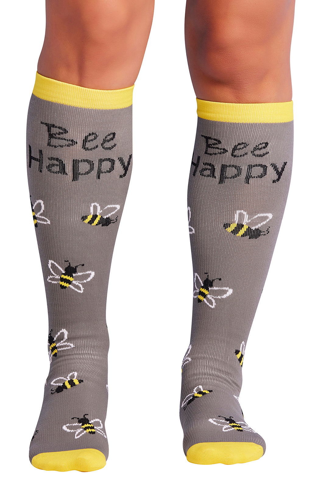 Legwear PRINTSUPPORT Women's 10-15mmHg Compression Socks Bee Happy Model Image Front | Cherokee