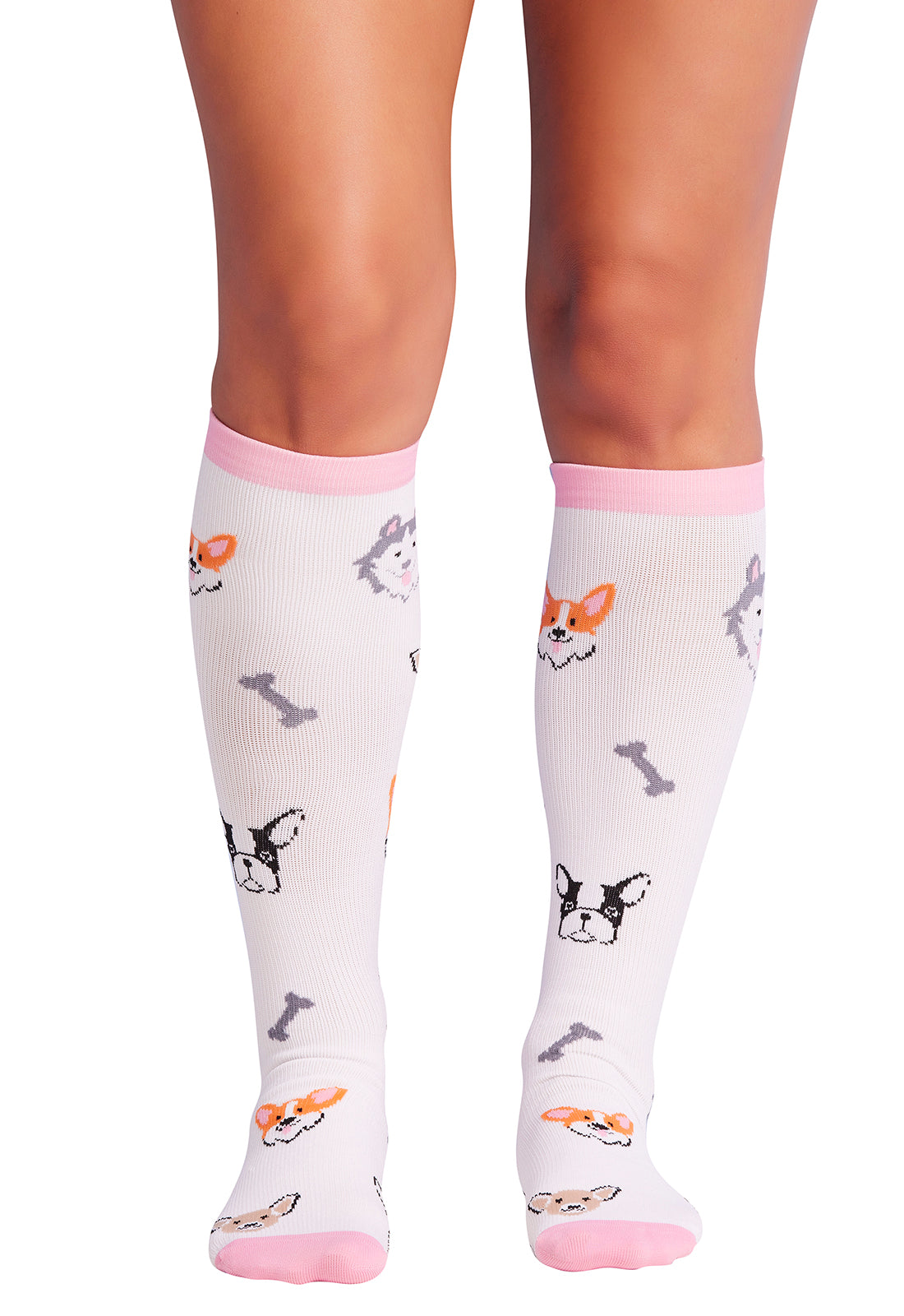 Legwear PRINTSUPPORT Women's 10-15mmHg Compression Socks Dog Love Model Image Front | Cherokee