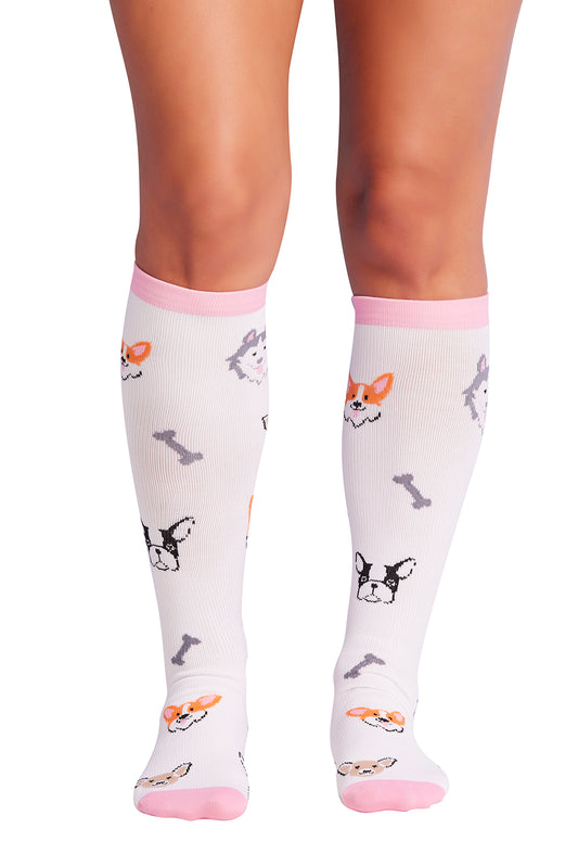 Legwear PRINTSUPPORT Women's 10-15mmHg Compression Socks Dog Love Model Image Front | Cherokee