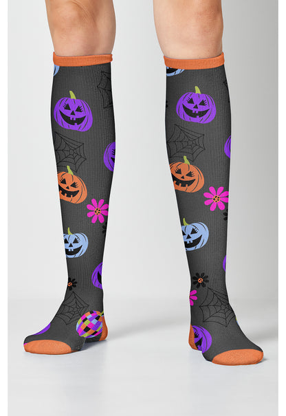Legwear PRINTSUPPOR Women's 10-15mmHg Compression Socks Disco Pumpkins
