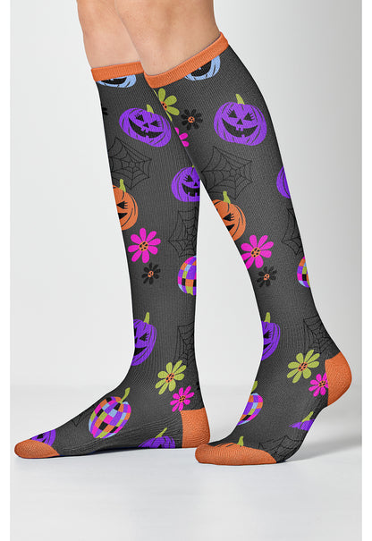 Legwear PRINTSUPPOR Women's 10-15mmHg Compression Socks Disco Pumpkins